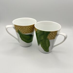 222 Fifth Rain Forest Fine Porcelain 4.5" Coffee Mug Set Of 2
